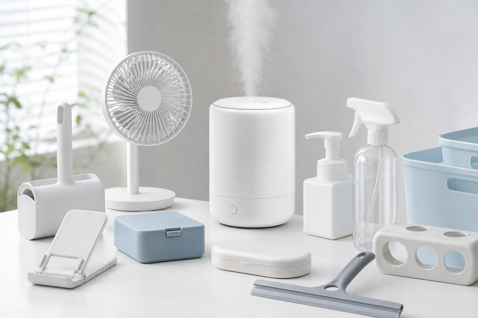 Dispensers, humidifiers, fans, and consumer goods